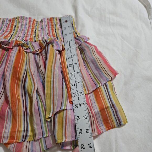 The Pants Store Skort Multicolor  Stripes Bright  Size Large Ruffle‎ - Picture 4 of 6